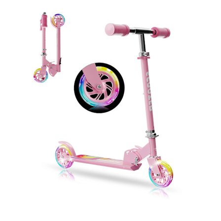 Løbehjul til børn i alderen 3-12 år, 2-hjuls børneløbehjul med LED-lys, 3 justerbare niveauer