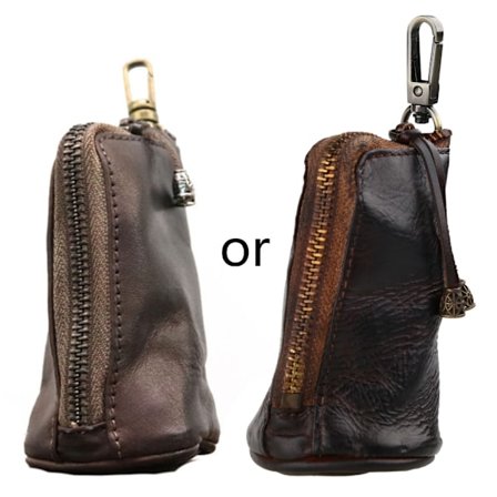 Bærbar vintage lædernøgle pung holder bil til nøgle pung taske til etui nøglering tasker pung lynlås arrangør