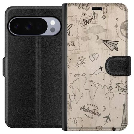 Yhteensopiva Lompakkokotelo Google Pixel 10 Pro Tulevaisuuden aseistettu sankari vaaleanpunaisessa ja kultaisessa puvussa, jossa hehkuvaa energiaa dra