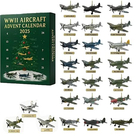 WWII Fly Advent Calendar 2025 – 24 dage med legendariske fly, WW2 Fly Advent Calendar Nedtælling med 24 model fly, Luftfartsmodel fly