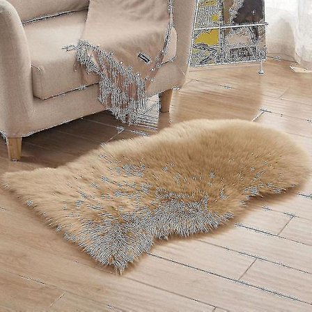 Blødt fåreskindslignende fluffy imiteret pels tæppe hjem gulvmåtte lille tæppe Nc