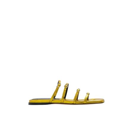 Proenza Schouler, Square leather slides Geel, Dames, Maat:38 EU,leer