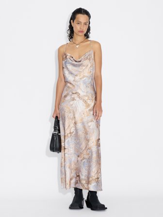 Holzweiler - Eila Print Midi Dress - Lt Brown Mix - Womens - 46