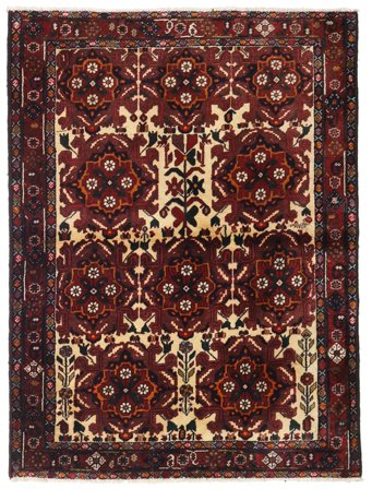 Hand Knotted Afshar Rug 108X145 Wool Dark Red/Beige Small