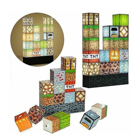 16pcs Minecraft Building Block Light Desk Lamp Splicing Light Stitching Lamp Diy