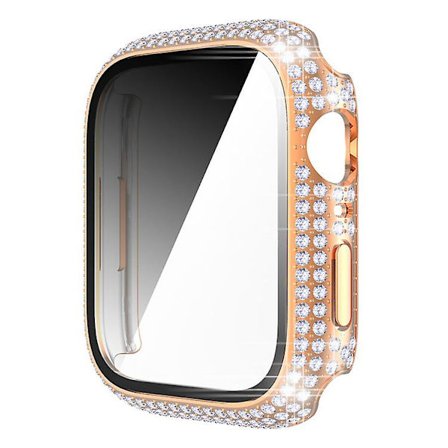 Cover till Apple Watch Case 45 mm 41 mm 40 mm 44 mm Tillbehör Diamantskärmskydd härdat glas Iwatch Series 7 3 4 8 5 6 Se