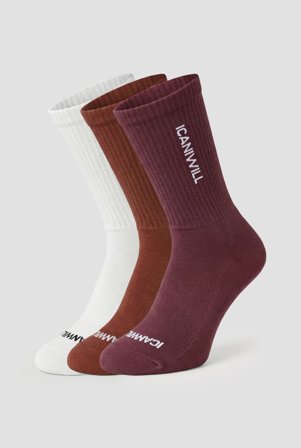 ICANIWILL - Training Logo Sock 3-Pack White/Red/Maroon Red ICIW