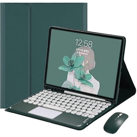 2021 Ipad Pro 12.9 5. 4. 3. generasjons berøringstastaturdeksel med Bluetooth-mus Søtt rundt fargetastatur med berøringsplate Avtakbart - WELLNGS