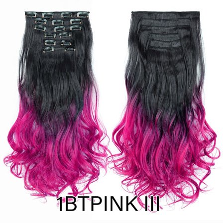 22 tum 16 Clips In Hair Extension Long Wave Synthetic Clip In Hair Extensions Ombre 16 Clips i falska hårstycken Värmebeständig