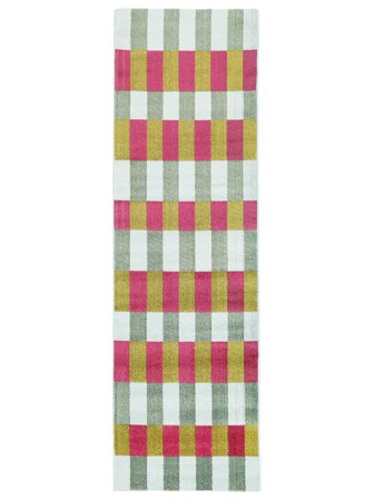 Klein Flor Vloerkleed - Roze/Groen 80X250 In Moderne Stijl