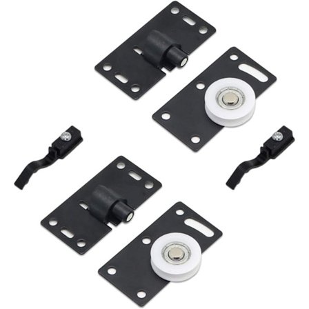 (Sort) 2 sæt skydedørsrulle, møbelrullehjul, lydløse nylonhjul gearsporsæt, til garderobeskabe vinduer