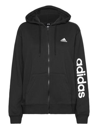 Essentials Linear Full-Zip French Terry Hoodie Hettegenser Genser Svart Adidas Sportswear*Betinget Tilbud