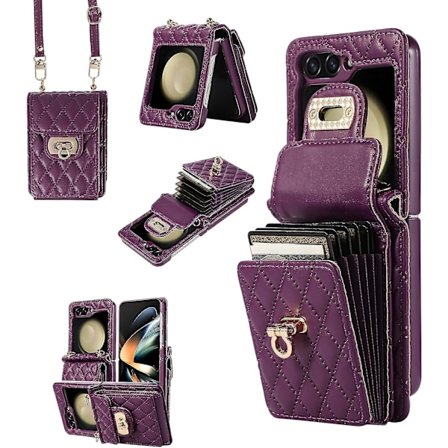 Galaxy Z Flip 5 Plånboksfodral, crossbody Mjukt Läderfodral För Samsung Galaxy Z Flip 5 Med 6 Kortfack