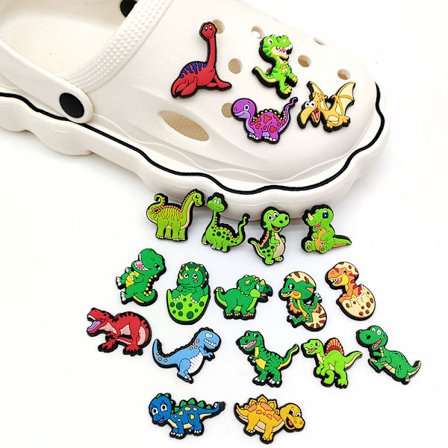 20 stk. 3D-clogs-sandaler-pynt (dinosaur), sko-charms, søde sko-pynt til clogs-sko-sandal-armbånd DIY