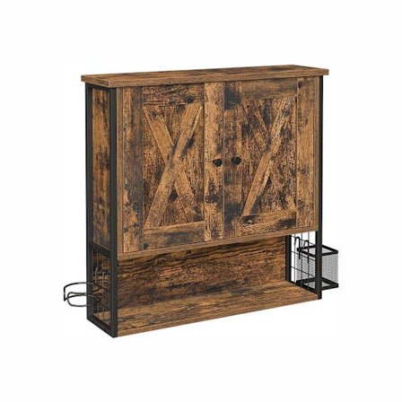 Rootz Väggskåp - Förvaringskorg - Förvaringsskåp - Badrumsskåp - Badrumsväggskåp - Spånskiva/stål - Vintage Brun-Svart - 60 x 16 x 60 cm