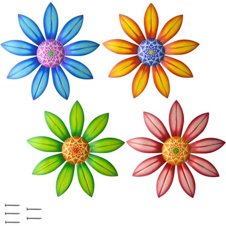 4 kappaletta metallikukkia seinäkoriste värikäs kukka seinätaide 6,5 tuuman metalli kukka seinäkoriste sisä- ja ulkoseinäkoriste metalli seinäkoriste 