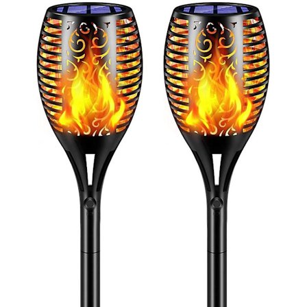 /EA/Solcellelamper 96 LED Flammende Flamme Sol Fakler Lamper 109 cm Vandtæt Udendørsbelysning Sol