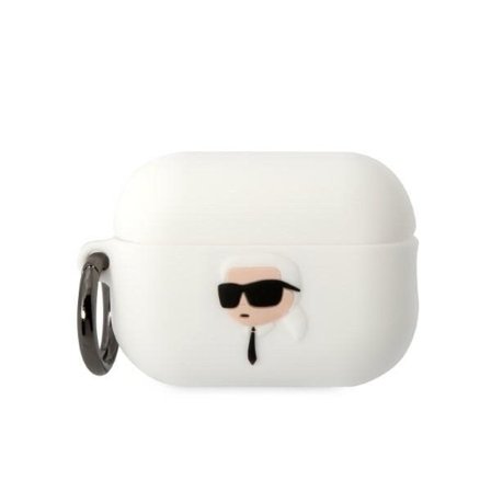 Karl Lagerfeld KLAP2RUNIKH AirPods Pro 2 suojus valkoinen/valkoinen Silikoni Karl Head 3D