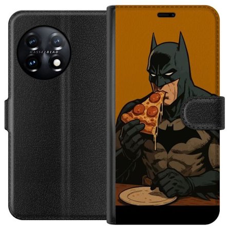 Kompatibelt Lommeboketui til OnePlus OnePlus 11 Batman spiser pizzaplakat DC Comics morsom tegneserie retro helt mat humor illustrasjon design kunst