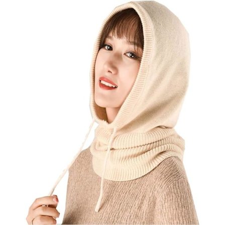 Dam Balaclava Huva Mössa Vinter Kasmirstickade Mössor Skidmask Skidmössa Utomhus (Beige)