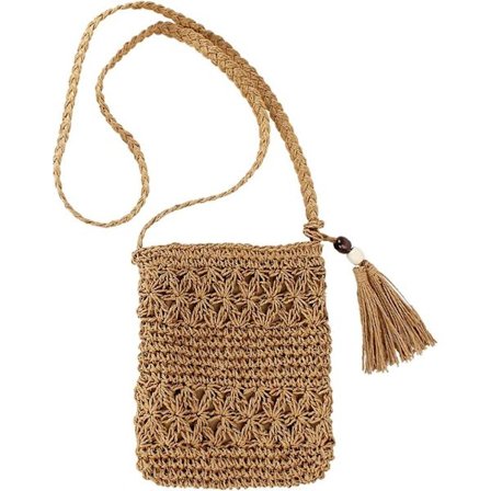 Mordely Women Straw Crossbody Bag Handmade Woven Beach Bohemian Shoulder Purse A916-721