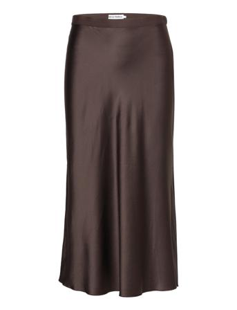Hana Satin Skirt Knelangt Skjørt Brun Ahlvar Gallery