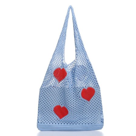 Axelväskor Virkad väska BLÅ - spot försäljning