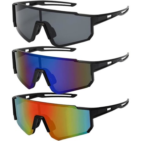 3 stk. polariserede cykelbriller, cykelbriller, cykelbriller, herre til damer, sport, anti-UV, cykling, løbebriller til udendørs aktiviteter
