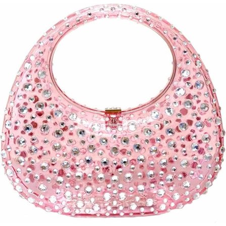 Kvinnors aftonväska glittrande strass koppling väska bling akryl topphandtag väska