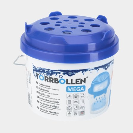 Absorbedor de humedad Torrbollen MEGA, superficie de acción hasta 40 m², recargable, solo recipiente