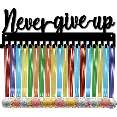 Älä Koskaan Anna Periksi Mitaliteline Urheilumitalien Esittelyteline Seinäteline Ripustin Sisustus Ruostumaton Teräs Ripustus Palkinto Kotiin Merkki 