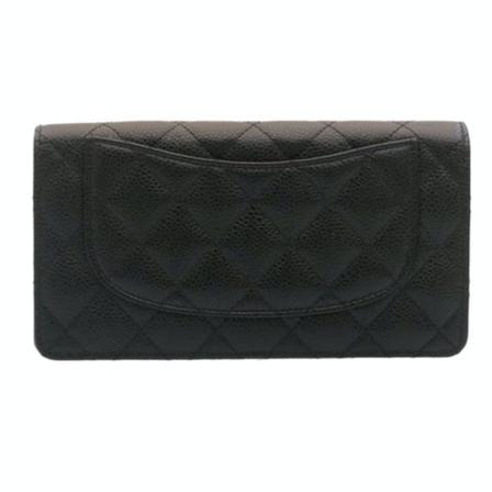 Chanel Vintage Pre-owned Leather Pung Sort, Dame Vintage Accessories, Størrelse: ONE Size
