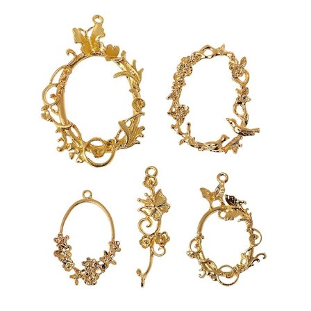 5x/set Snygga infattningsinställningar med ögla Diy blomsterranka foto tom ram