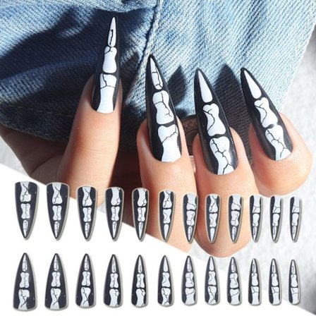 24st Long Stiletto Halloween Fake Nails
