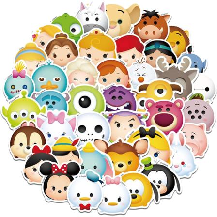50 kpl Piirrettyjä Disney-elokuvien tarroja lapsille Kawaii-piirrettyjä eläinhahmojen tarroja vesipulloon, kuppiin, kannettavaan tietokoneeseen, 