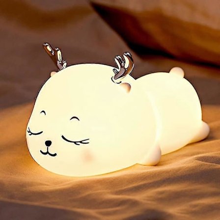 LED-nattlampe for barn, babynattlampe, 7 farger, egnet for dekorasjon av babyrom, dimbar USB, silikontimer
