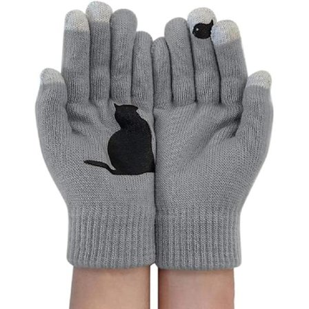 Vinterstrikkede Søde Katte Varme Vanter