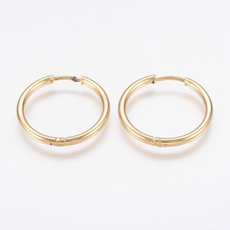 1Par 14 mm Hoops örhängen i Guldpläterad 316L stål
