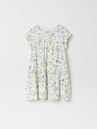 Polarn O. Pyret - Floral dress with gathered skirt - 62 - Childrenswear - white