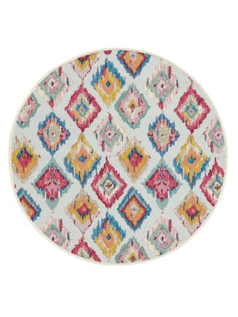 Kirra Ikat Indoor/Outdoor Rug Washable Ø 100 Small Light Blue/Multicolor Round