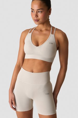 ICANIWILL - Define Seamless V-neck Sports Bra Light Dusty Beige - Sports-BH - Damer - Træningstøj fra ICIW