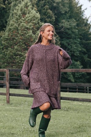 Josefine Vogt x NA-KD - Strikket midiskjørt - Strikkete kjoler - Lilla - XL