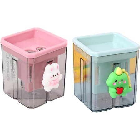 Kreativ Søt Tegneserie Dobbel Hull Blyantspisser, Håndholdt Blyantspisser for Studenter