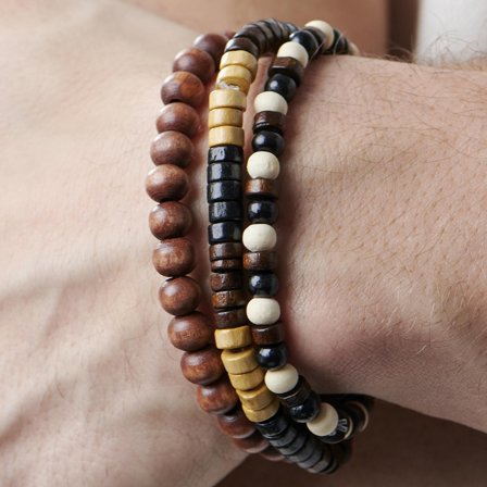Brown Multi Charm Bracelet for Men - Beaded bracelets