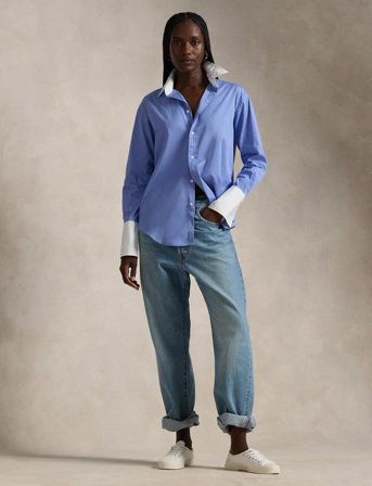 Polo Ralph Lauren Extended-Cuff Cotton Shirt - Blue - 34