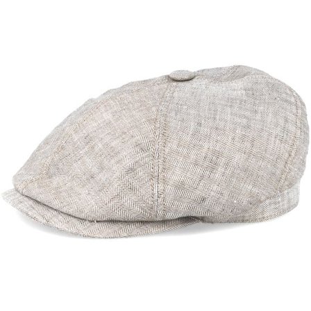 Stetson - Beige flatcap Keps - 6-Panel Linen Fischgrat Beige Flat Cap @ Hatstore