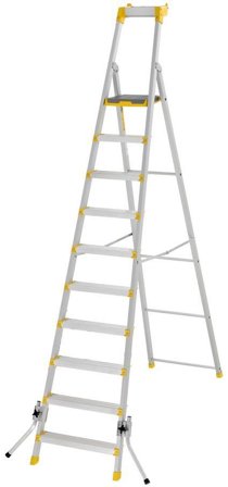 W.steps 55P Trappstege med certifierat aluminium, med stödben 10 steg, Stegar