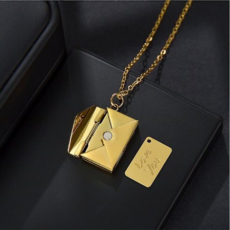 Konvolutt Kjærlighetsbrev Halskjede For Kvinner Og Menn, Rustfritt Stål Gravert Smykke Med Jeg Elsker Deg, Hemmelig Melding Smykke Gave Til Par 