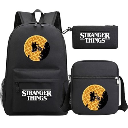 Stranger Things -reppu, 3 osaa, opiskelijan koululaukku, kangaskassi 9 9