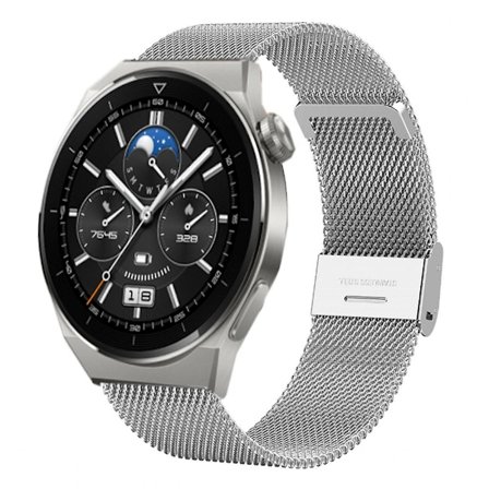 Silverfärgat Milanese-armband kompatibelt med Huawei Watch Gt 3 Pro 46mm 22mm